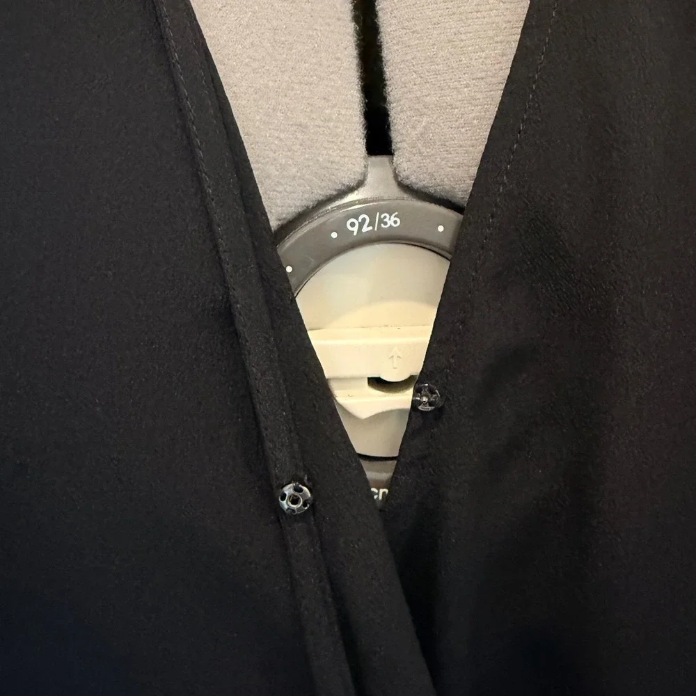 Madewell 100% Silk Black Wrap Blouse Side‎ Tie Cropped V-Neck Top Classic Glam